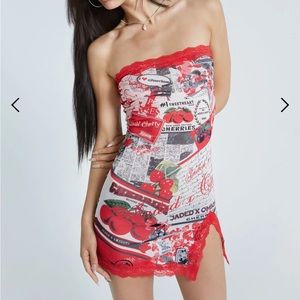 Jaded London Laced Up Nighty Dress Red